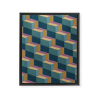 Cuboid Mid Century Abstract Shapes Pattern II Framed Canvas Print Gallery Image 8