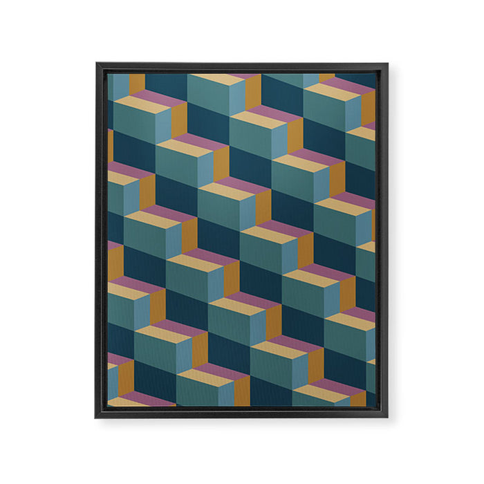 Cuboid Mid Century Abstract Shapes Pattern II Framed Canvas Print Gallery Image 1