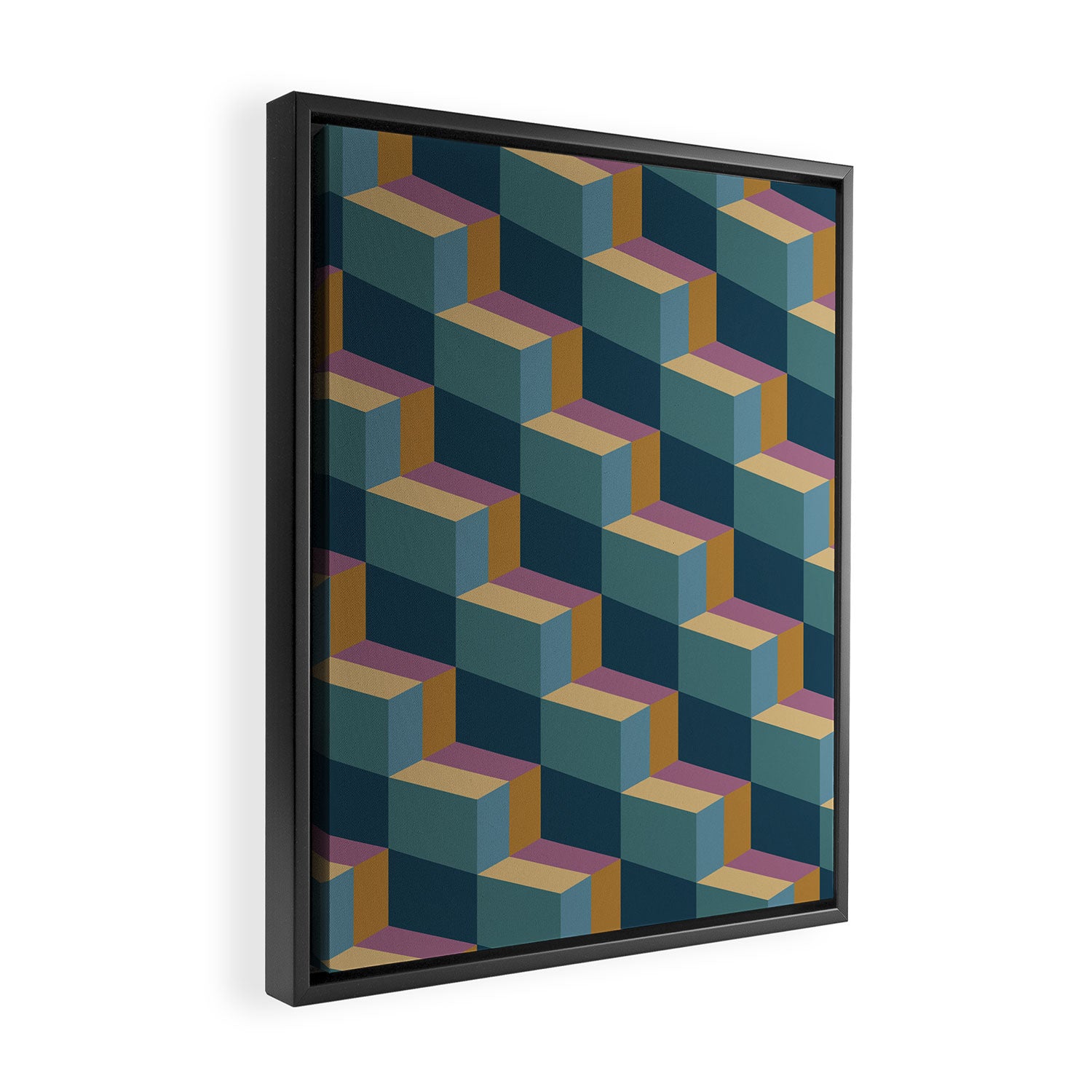 Cuboid Mid Century Abstract Shapes Pattern II Framed Canvas Print Gallery Image 2