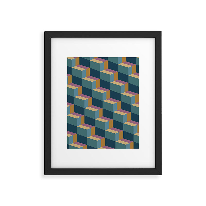 Cuboid Mid Century Abstract Shapes Pattern II Framed Art Print Gallery Image 6