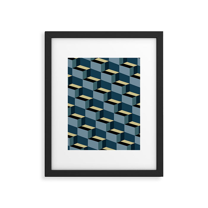 Cuboid Mid Century Abstract Shapes Pattern III Framed Art Print Gallery Image 1