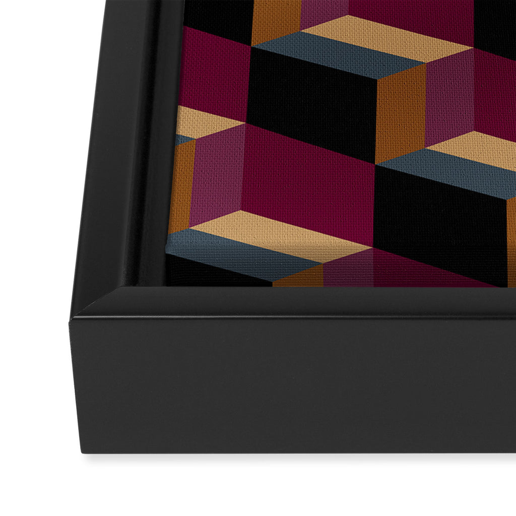 Cuboid Mid Century Abstract Shapes Pattern IV Framed Canvas Print Gallery Image 3