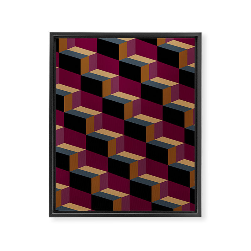 Cuboid Mid Century Abstract Shapes Pattern IV Framed Canvas Print Gallery Image 8