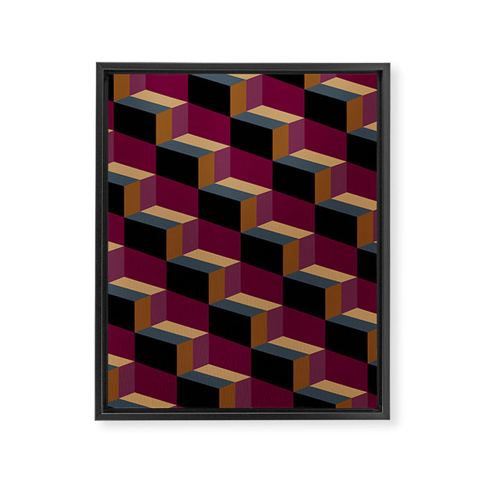 Cuboid Mid Century Abstract Shapes Pattern IV Framed Canvas Print Gallery Image 1