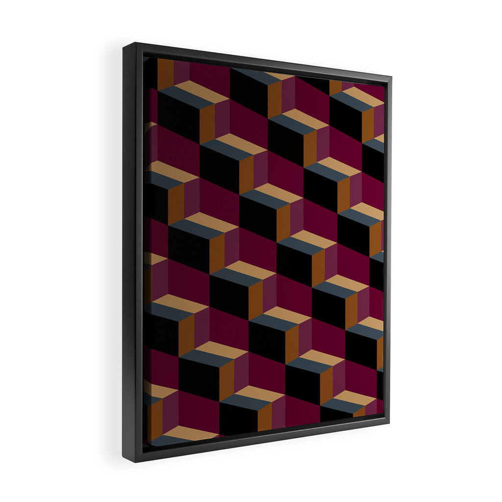 Cuboid Mid Century Abstract Shapes Pattern IV Framed Canvas Print Gallery Image 2
