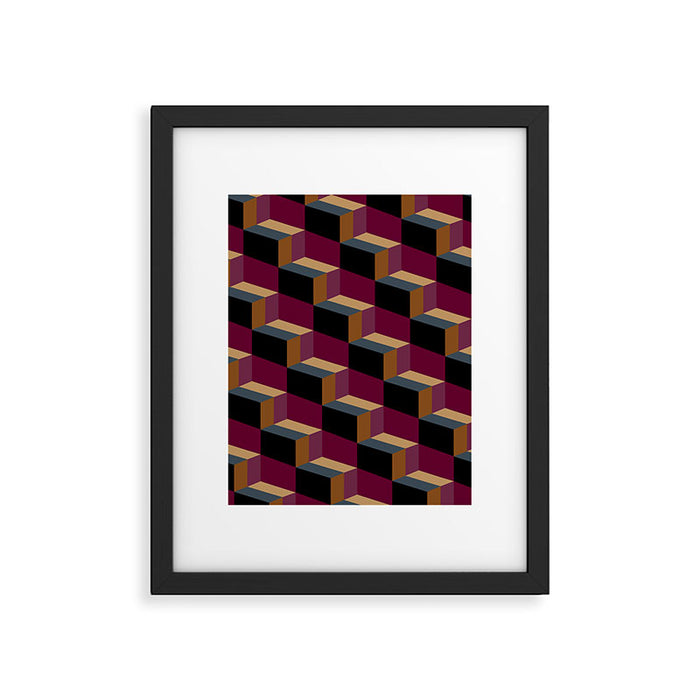 Cuboid Mid Century Abstract Shapes Pattern IV Framed Art Print Gallery Image 1