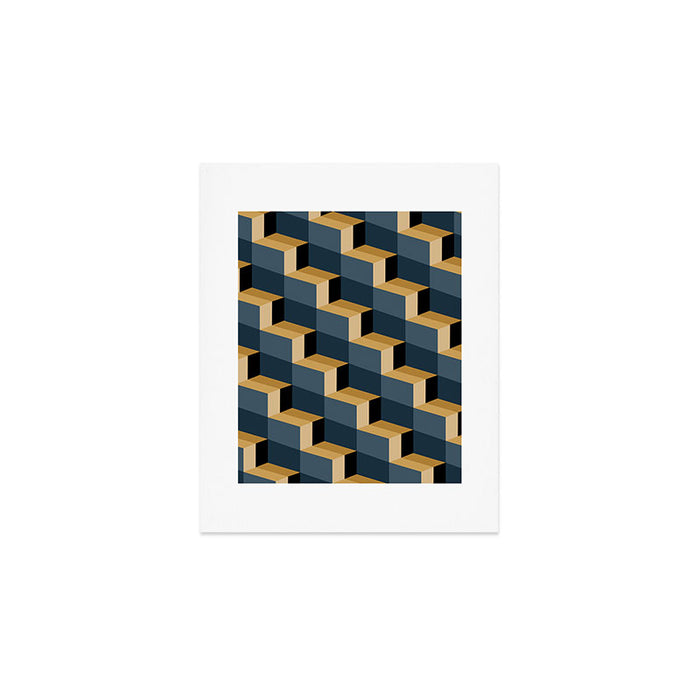 Cuboid Mid Century Abstract Shapes Pattern V Art Print Gallery Image 1