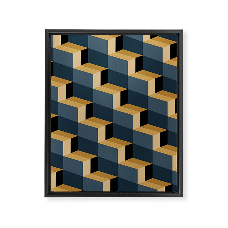 Cuboid Mid Century Abstract Shapes Pattern V Framed Canvas Print Gallery Image 8