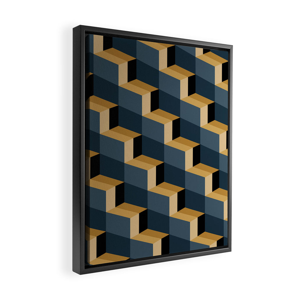 Cuboid Mid Century Abstract Shapes Pattern V Framed Canvas Print Gallery Image 2