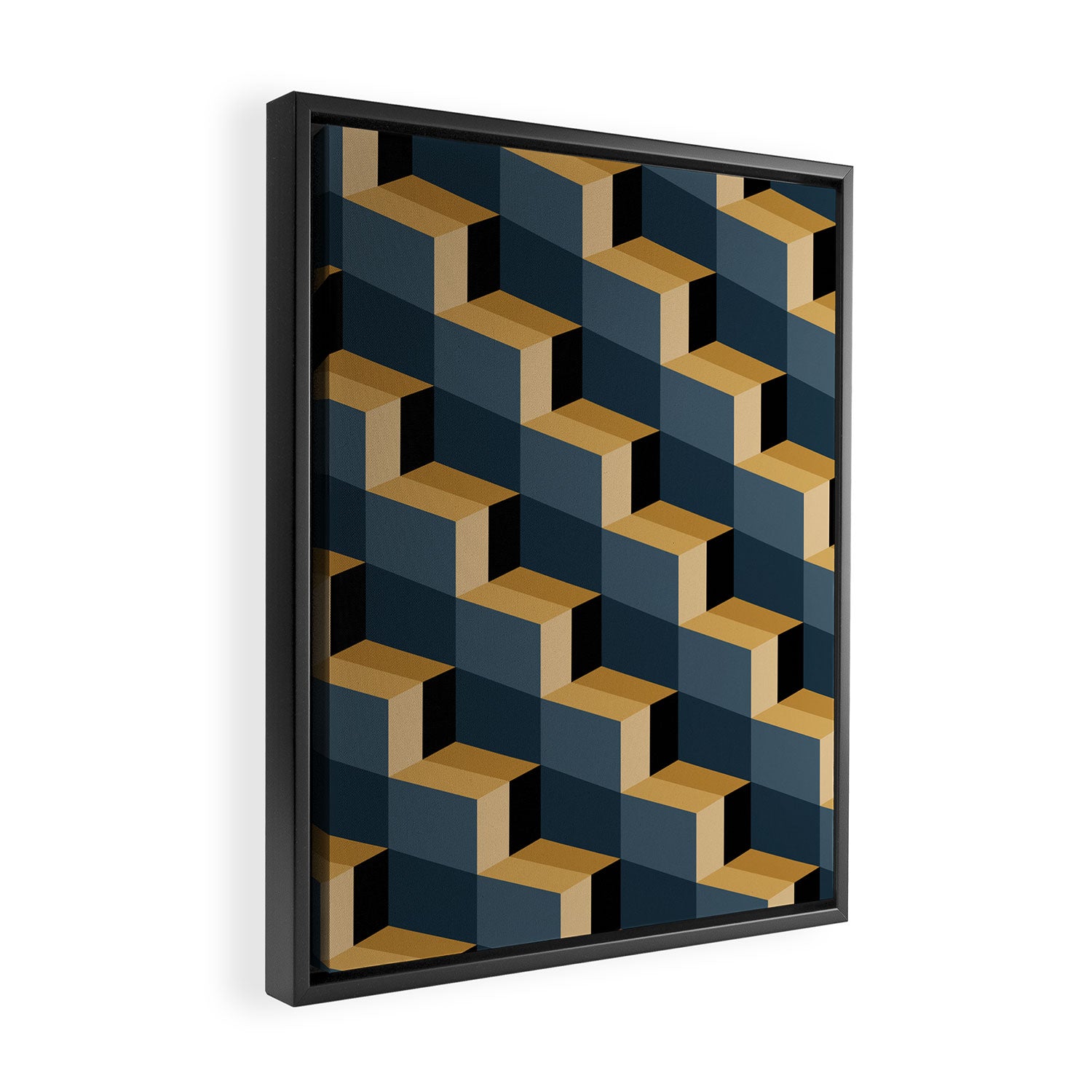 Cuboid Mid Century Abstract Shapes Pattern V Framed Canvas Print Gallery Image 2