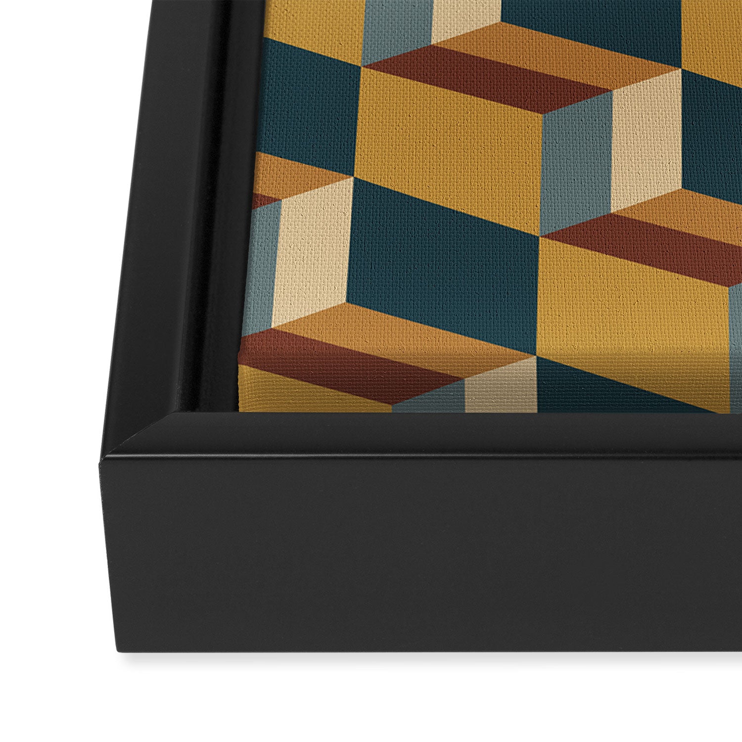 Cuboid Mid Century Abstract Shapes Pattern VI Framed Canvas Print Gallery Image 3