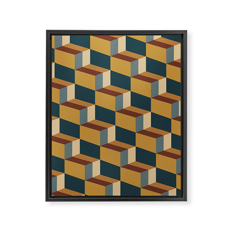Cuboid Mid Century Abstract Shapes Pattern VI Framed Canvas Print Gallery Image 8