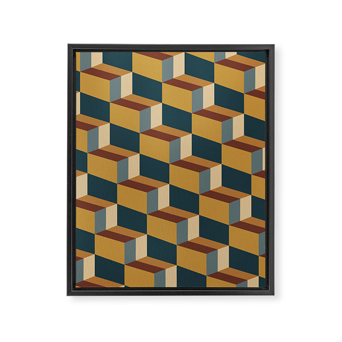 Cuboid Mid Century Abstract Shapes Pattern VI Framed Canvas Print Gallery Image 1
