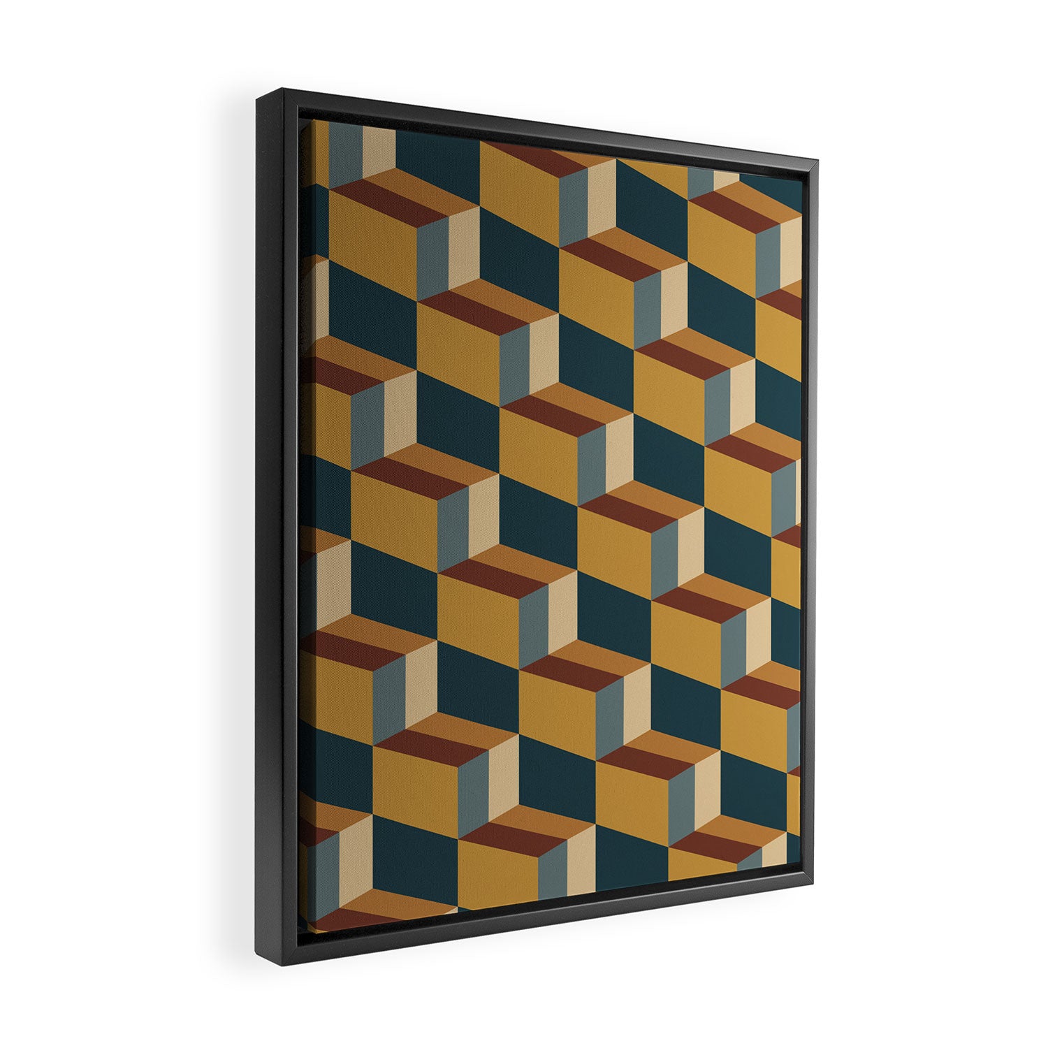 Cuboid Mid Century Abstract Shapes Pattern VI Framed Canvas Print Gallery Image 2