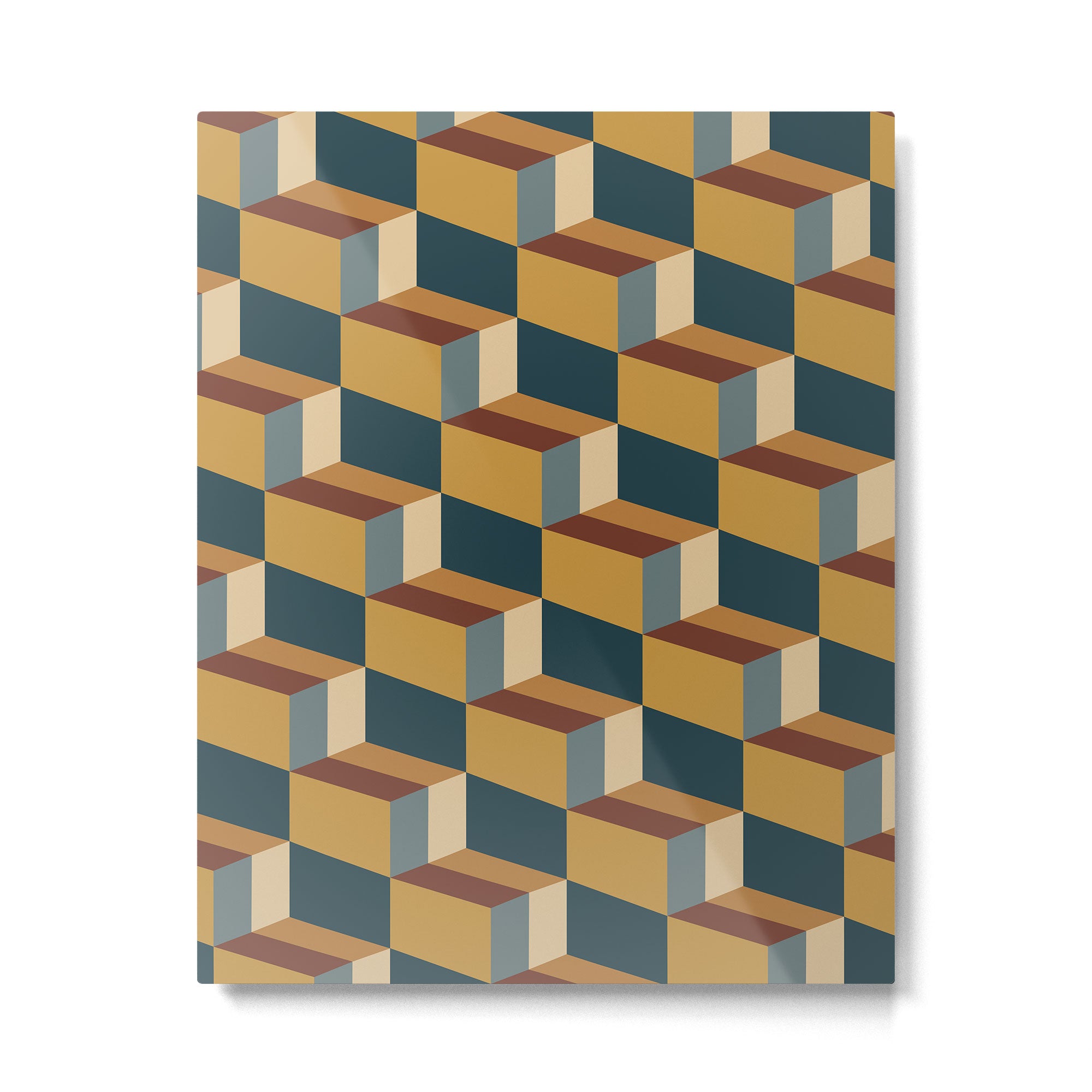 Cuboid Mid Century Abstract Shapes Pattern VI Metal Print Gallery Image 6