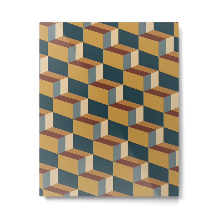 Cuboid Mid Century Abstract Shapes Pattern VI Metal Print Gallery Image 1