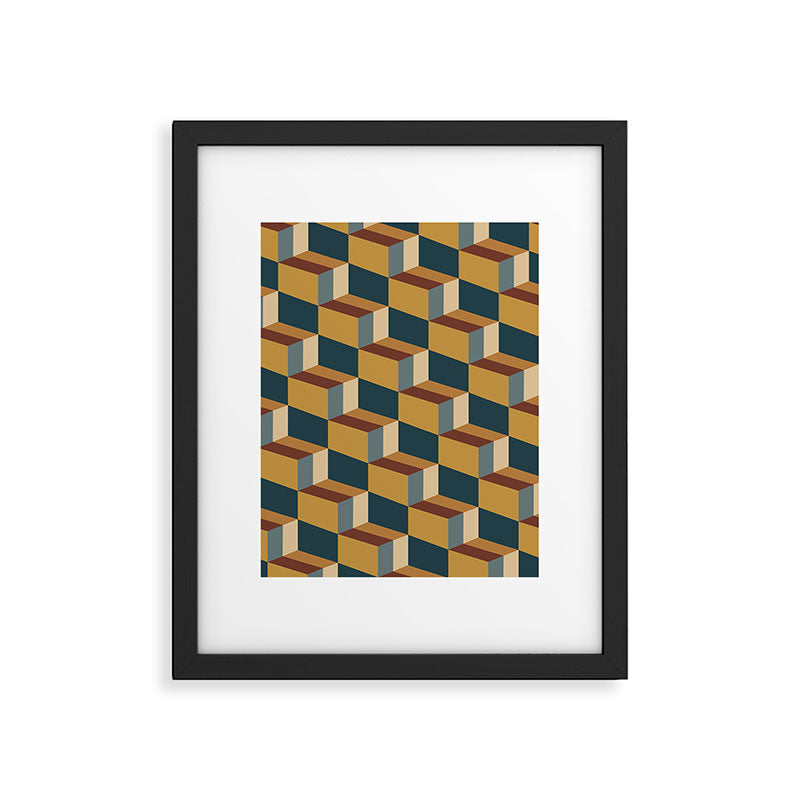 Cuboid Mid Century Abstract Shapes Pattern VI Framed Art Print Gallery Image 6