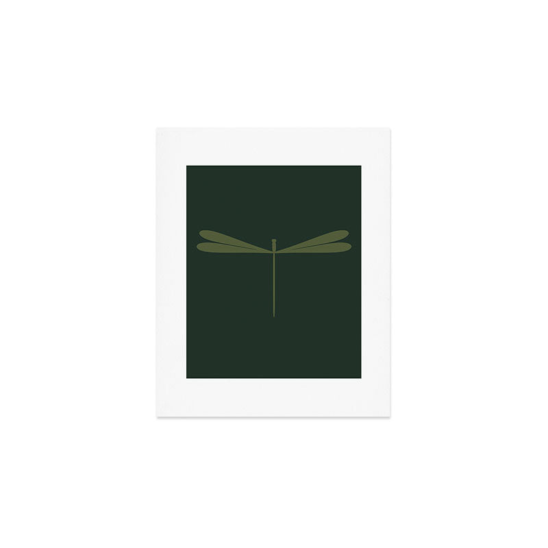 Dragonfly Pattern X Earthy Green Art Print Gallery Image 1