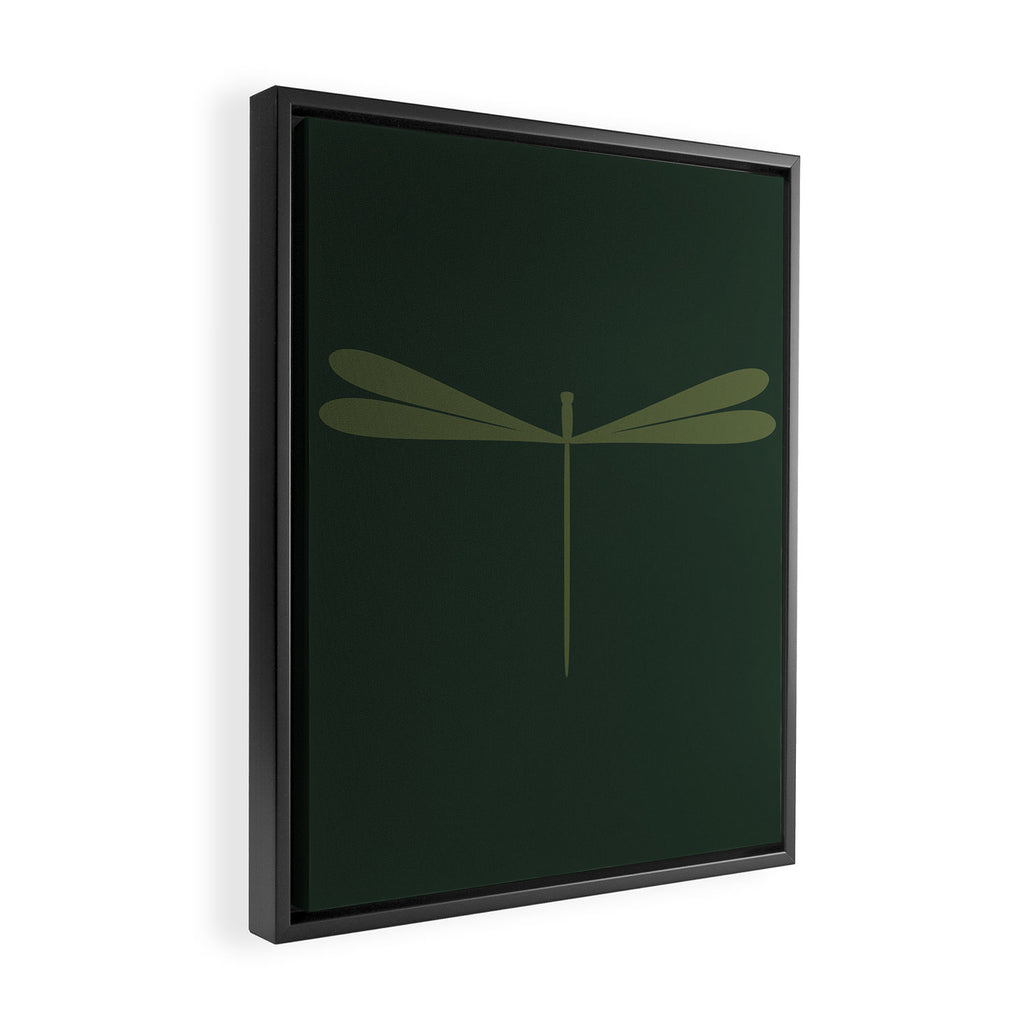 Dragonfly Pattern X Earthy Green Framed Canvas Print Gallery Image 2