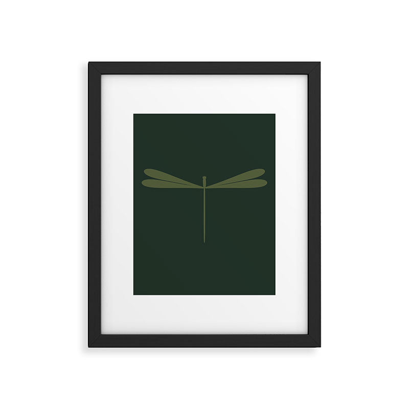 Dragonfly Pattern X Earthy Green Framed Art Print Gallery Image 6