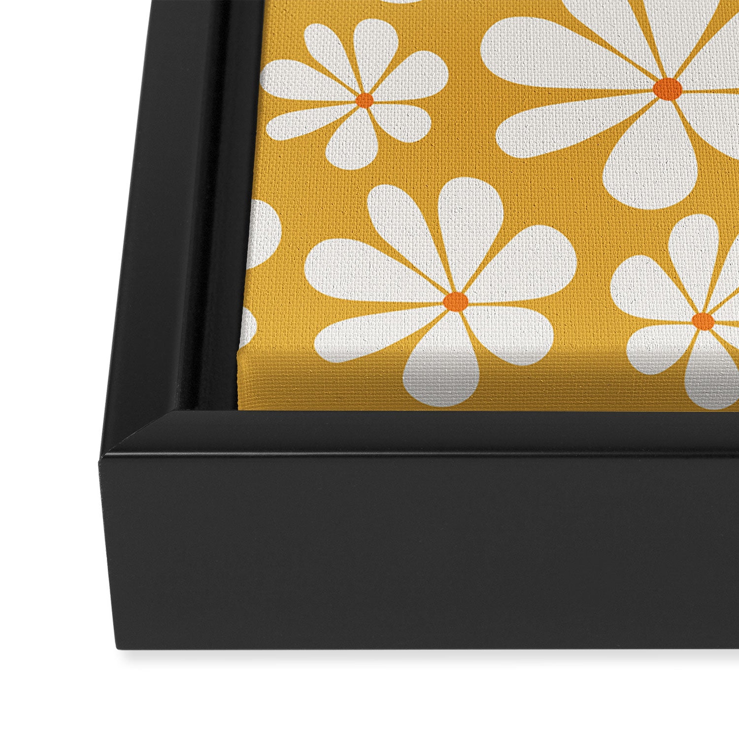 Retro Daisy Pattern - Golden Yellow Framed Canvas Print Gallery Image 3