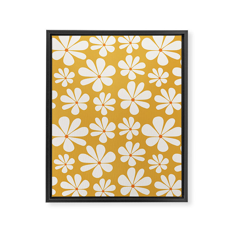 Retro Daisy Pattern - Golden Yellow Framed Canvas Print Gallery Image 8