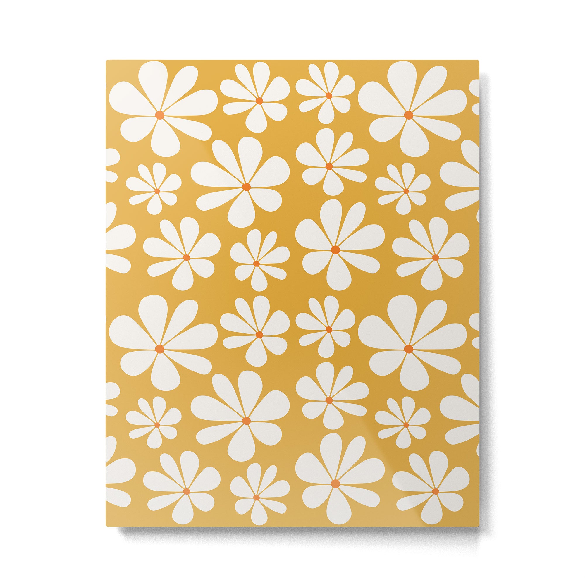 Retro Daisy Pattern - Golden Yellow Metal Print Gallery Image 6