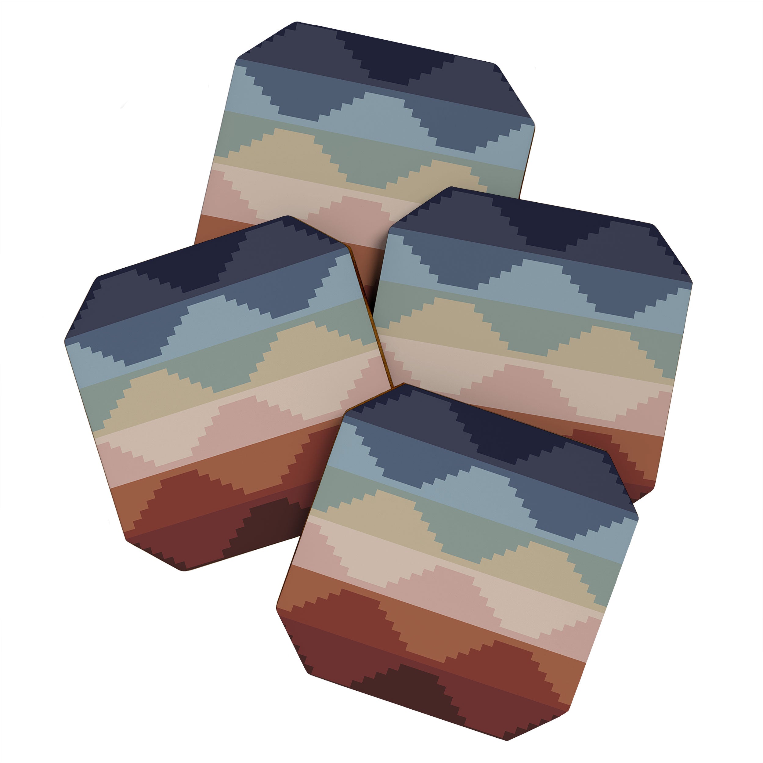 Geometric Aztec Pyramid Pattern III Coaster Gallery Image 1