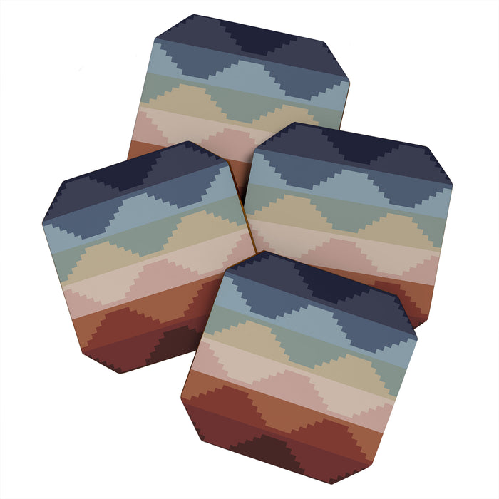 Geometric Aztec Pyramid Pattern III Coaster Gallery Image 1