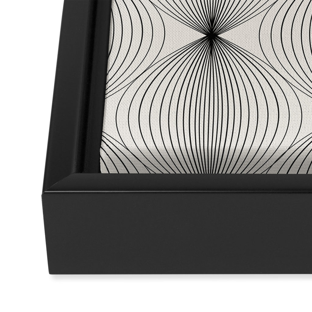 Geometric Orb Pattern - Black and White Framed Canvas Print Gallery Image 3