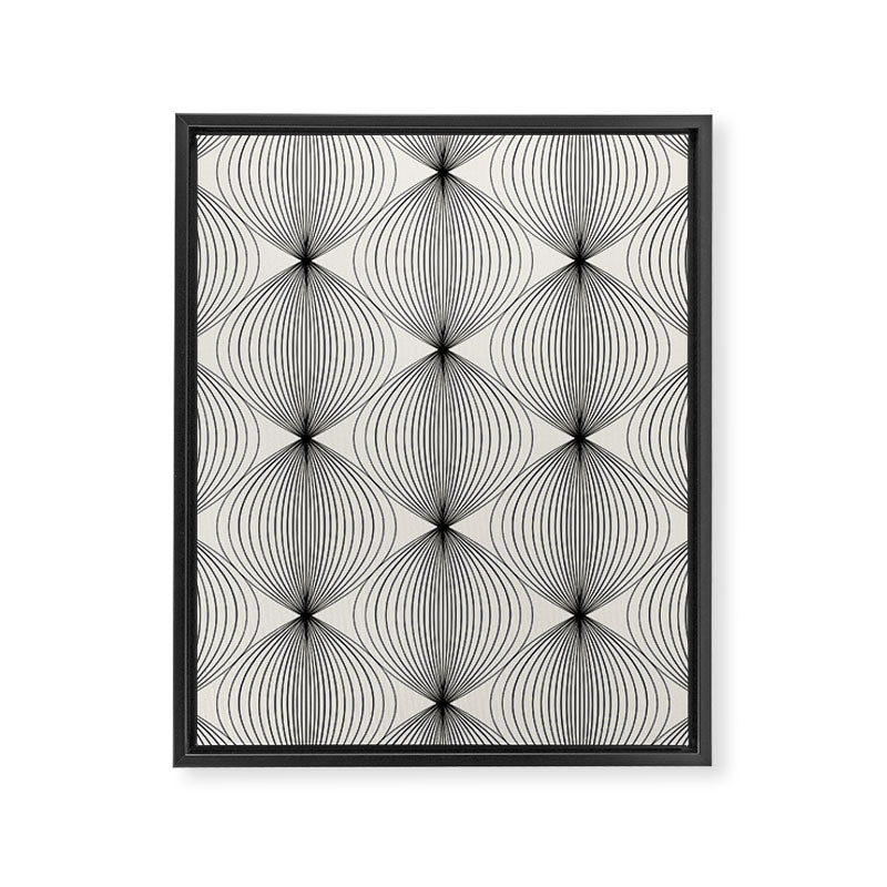 Geometric Orb Pattern - Black and White Framed Canvas Print Gallery Image 8