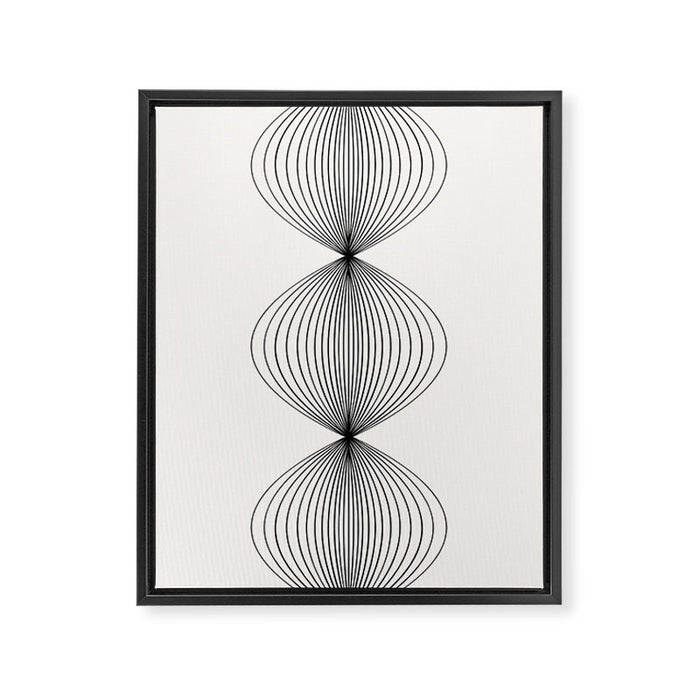 Geometric Orb Shapes - Black and White Framed Canvas Print Gallery Image 1
