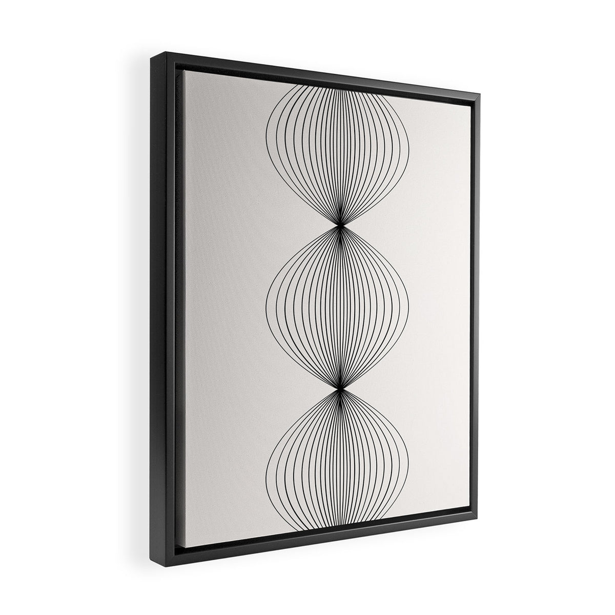 Geometric Orb Shapes - Black and White Framed Canvas Print Gallery Image 2
