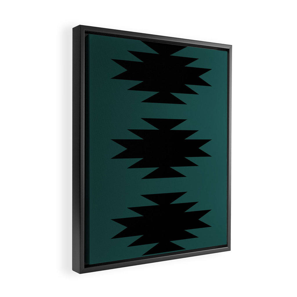 Geometric Southwestern Minimalism - Teal Green Framed Canvas Print Gallery Image 2