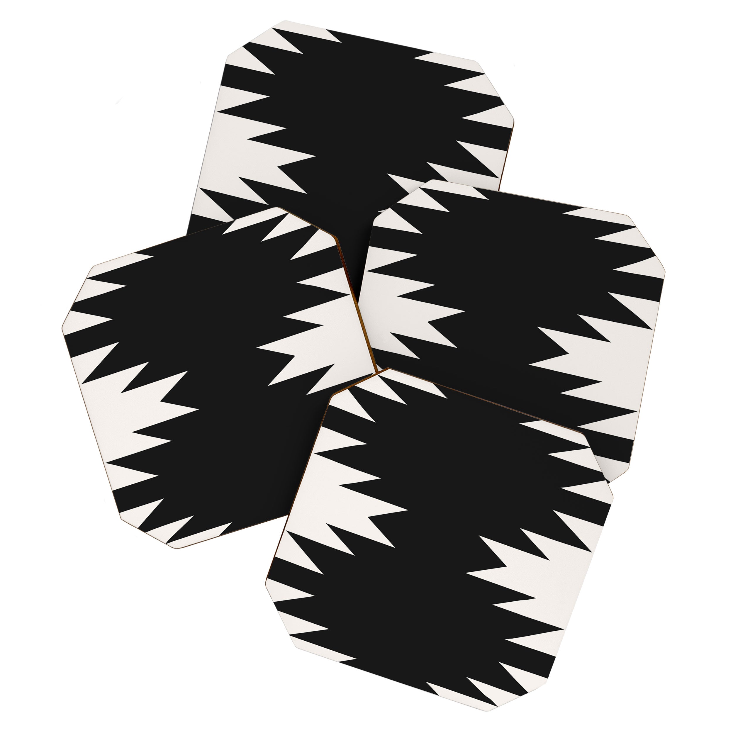 Geometric Southwestern Minimalism - Black and White Coaster Gallery Image 1