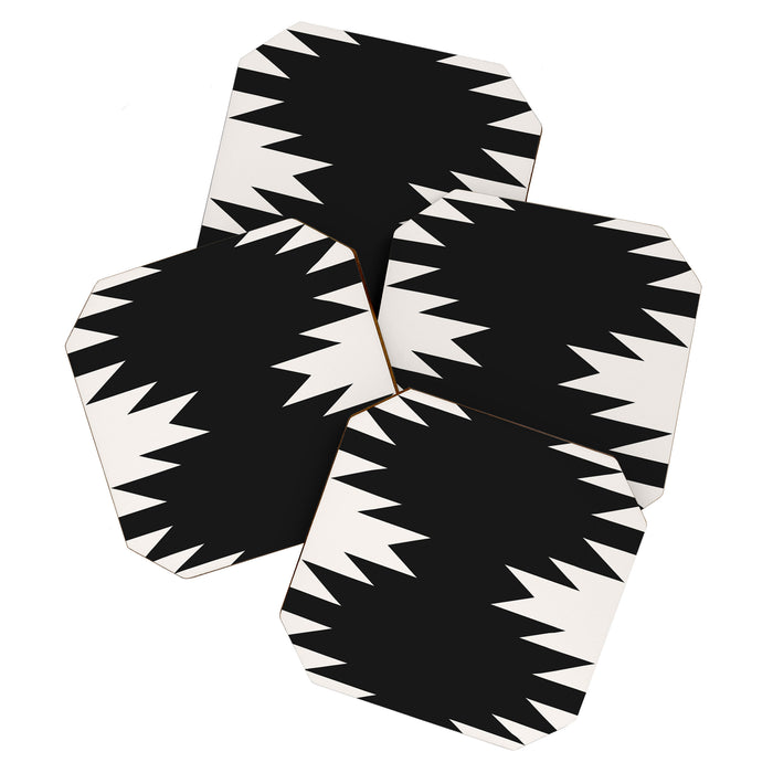 Geometric Southwestern Minimalism - Black and White Coaster Gallery Image 1