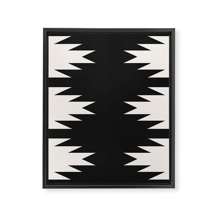 Geometric Southwestern Minimalism - Black and White Framed Canvas Print Gallery Image 1