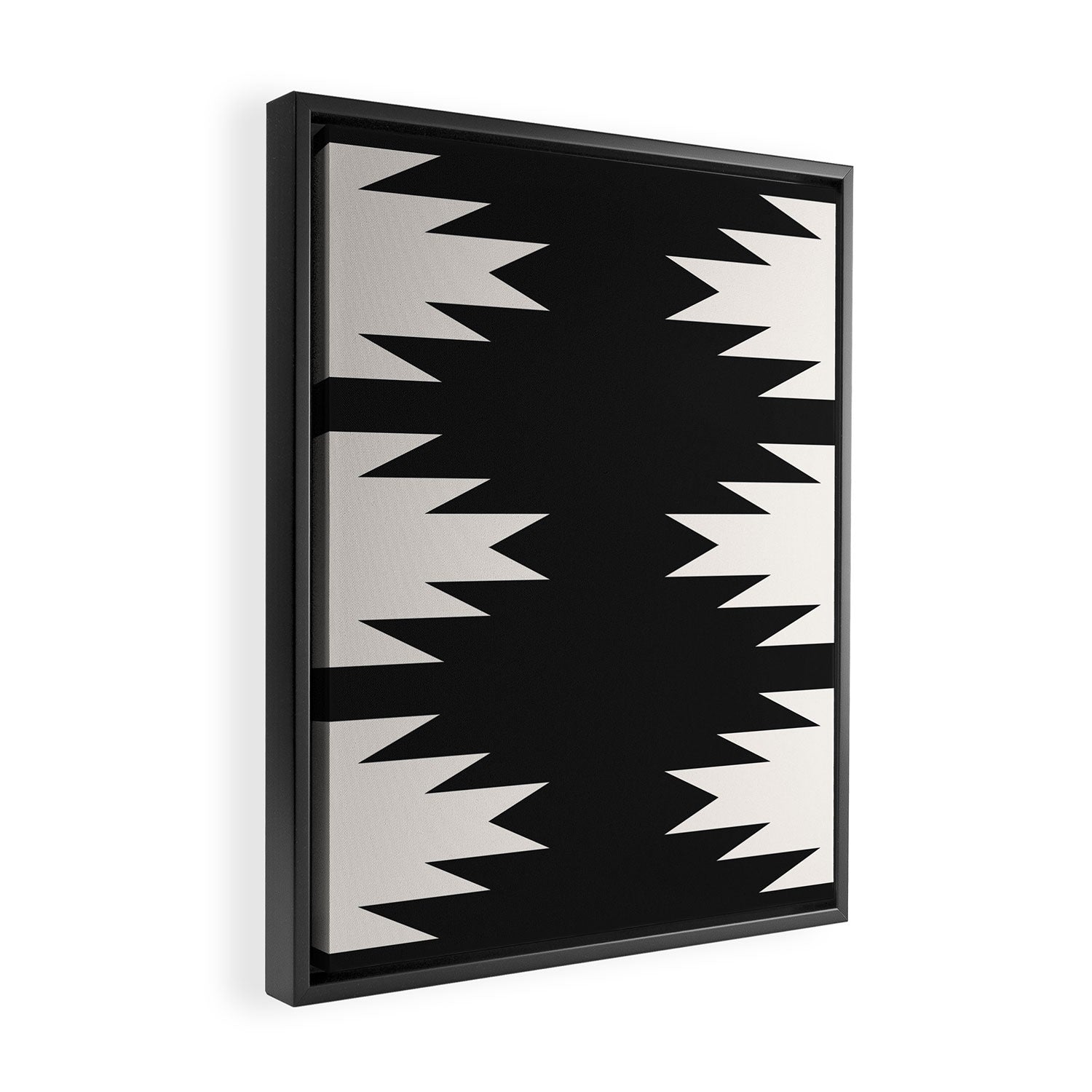 Geometric Southwestern Minimalism - Black and White Framed Canvas Print Gallery Image 2