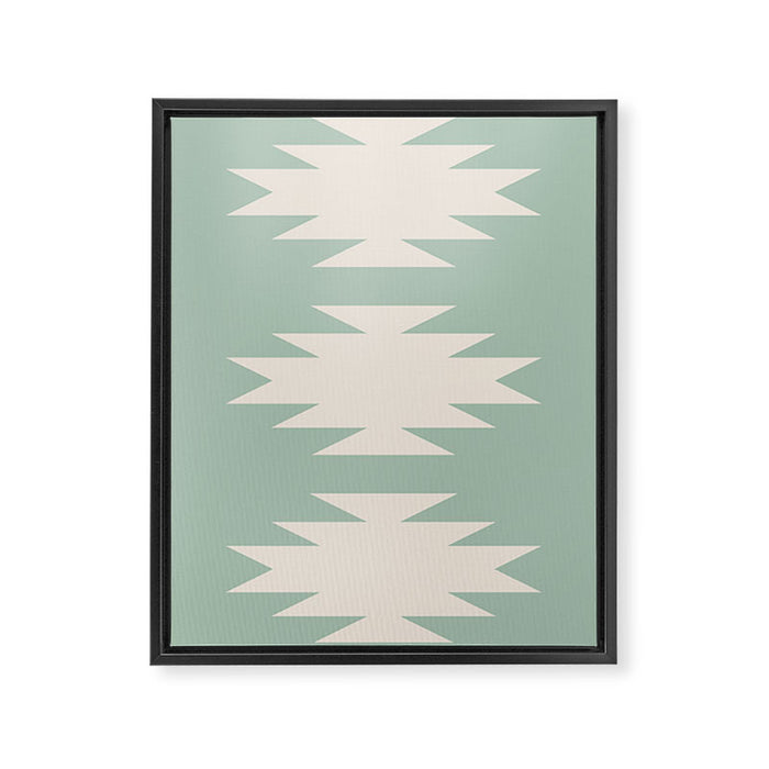 Geometric Southwestern Minimalism - Neutral Sage Green Framed Canvas Print Gallery Image 1
