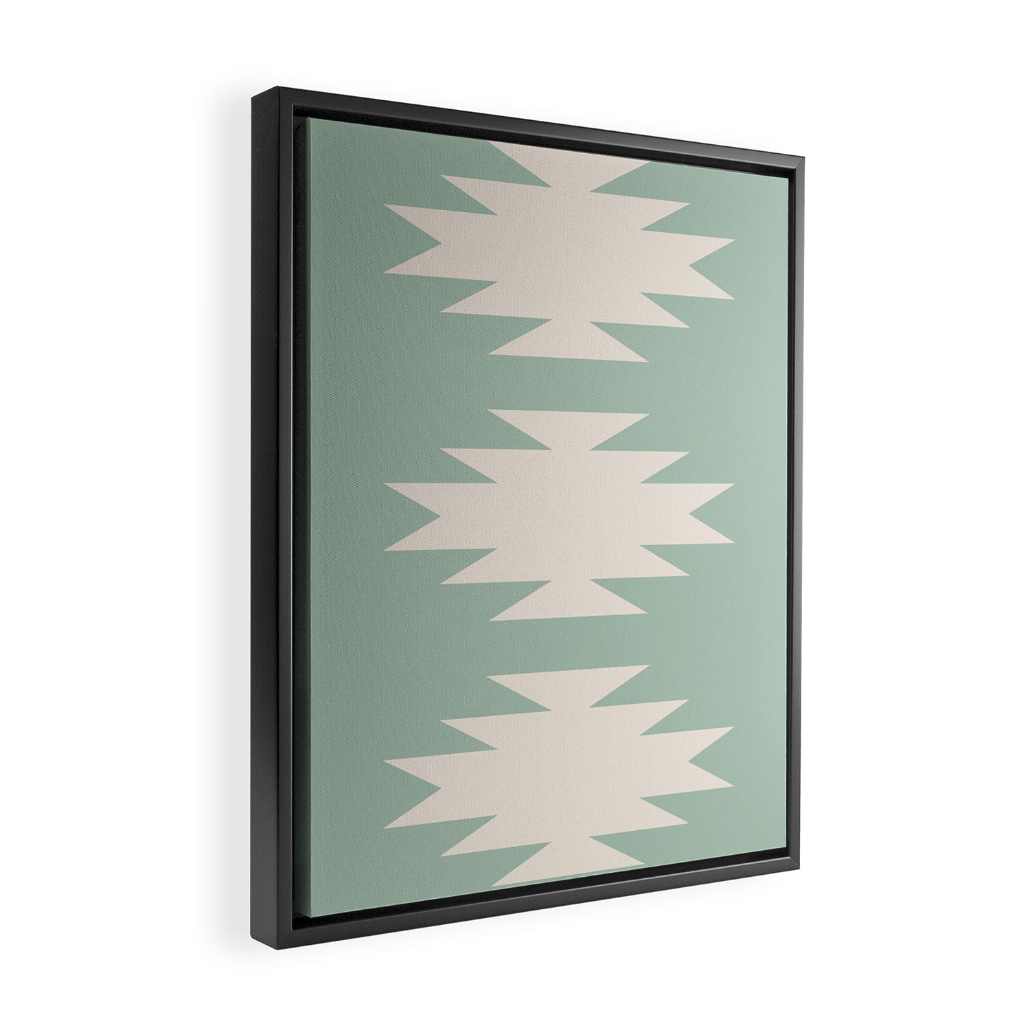 Geometric Southwestern Minimalism - Neutral Sage Green Framed Canvas Print Gallery Image 2