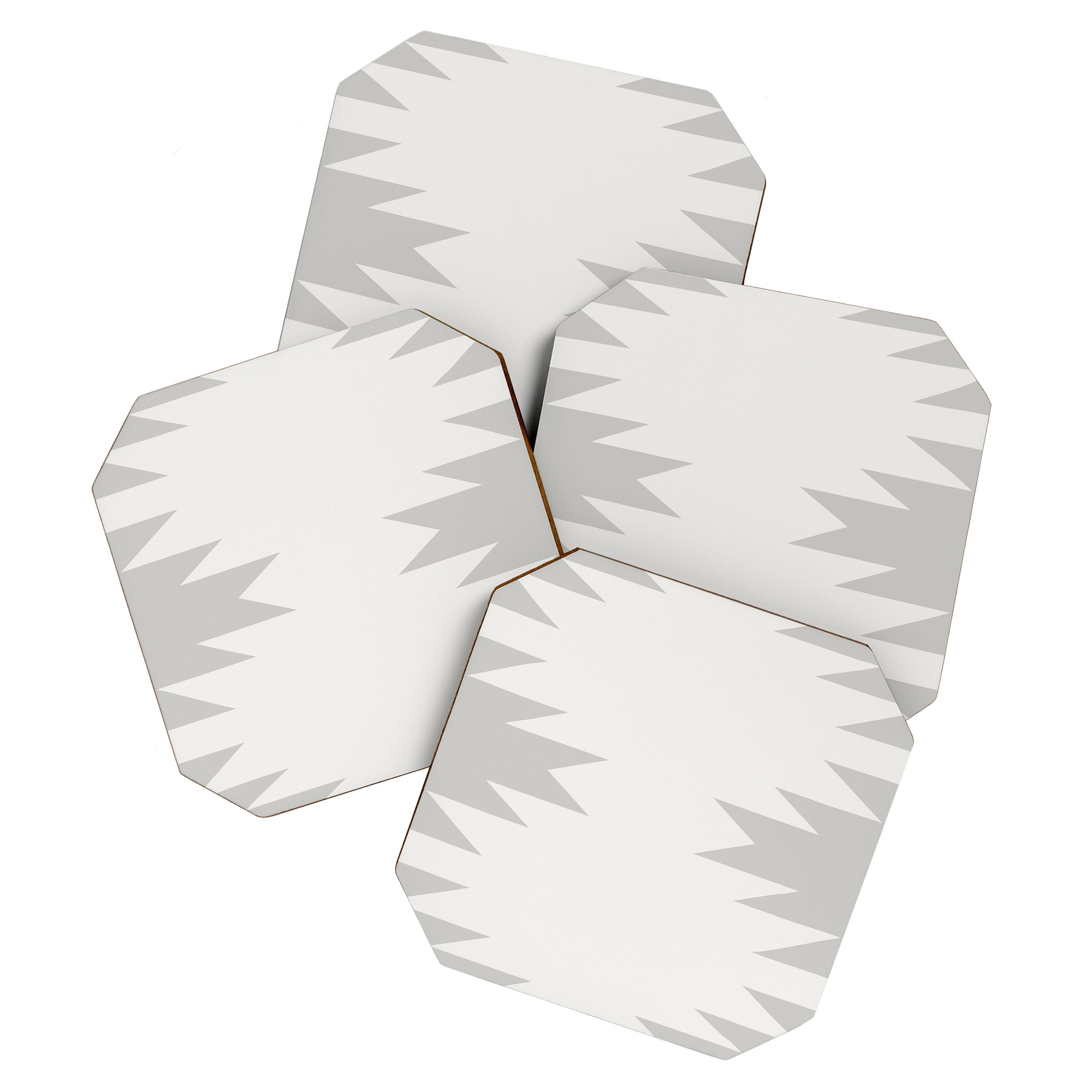 Geometric Southwestern Minimalism - White and Grey Coaster Gallery Image 1