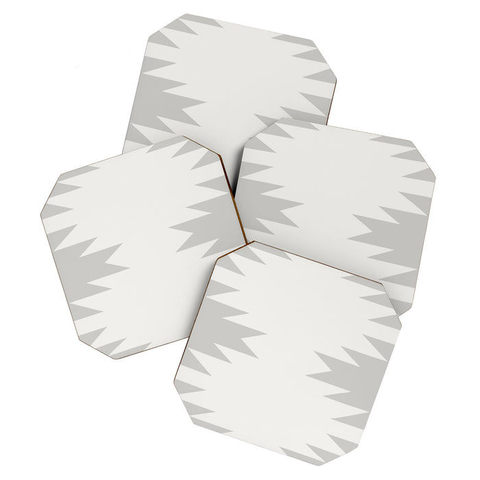 Geometric Southwestern Minimalism - White and Grey Coaster Gallery Image 1