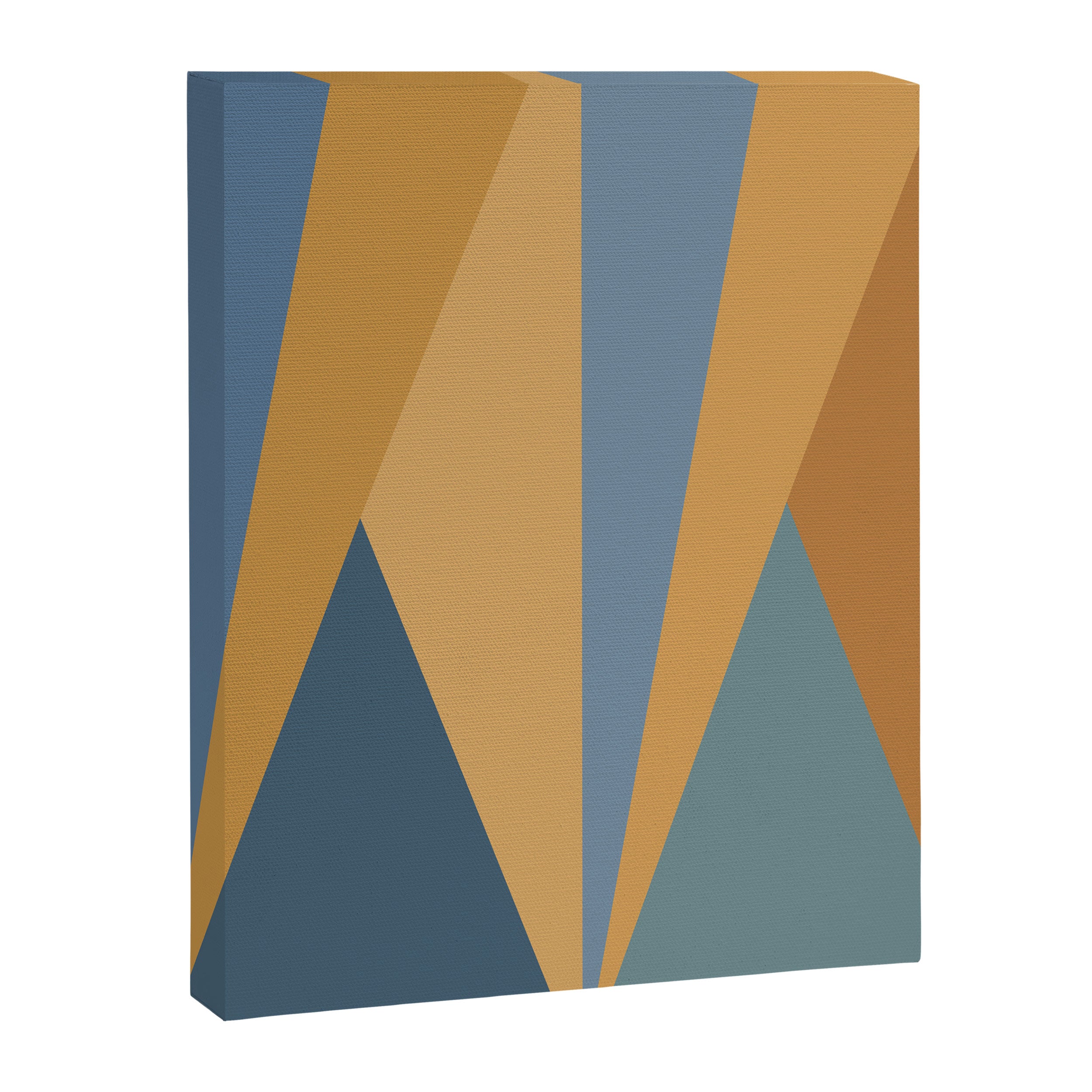 Geometric Triangles IX Blue and Orange Canvas Print Gallery Image 6