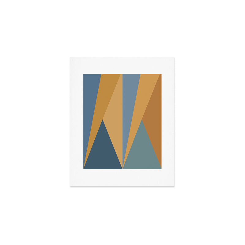Geometric Triangles IX Blue and Orange Art Print Gallery Image 1
