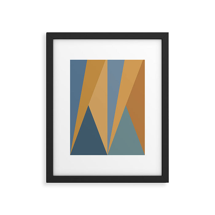 Geometric Triangles IX Blue and Orange Framed Art Print Gallery Image 1