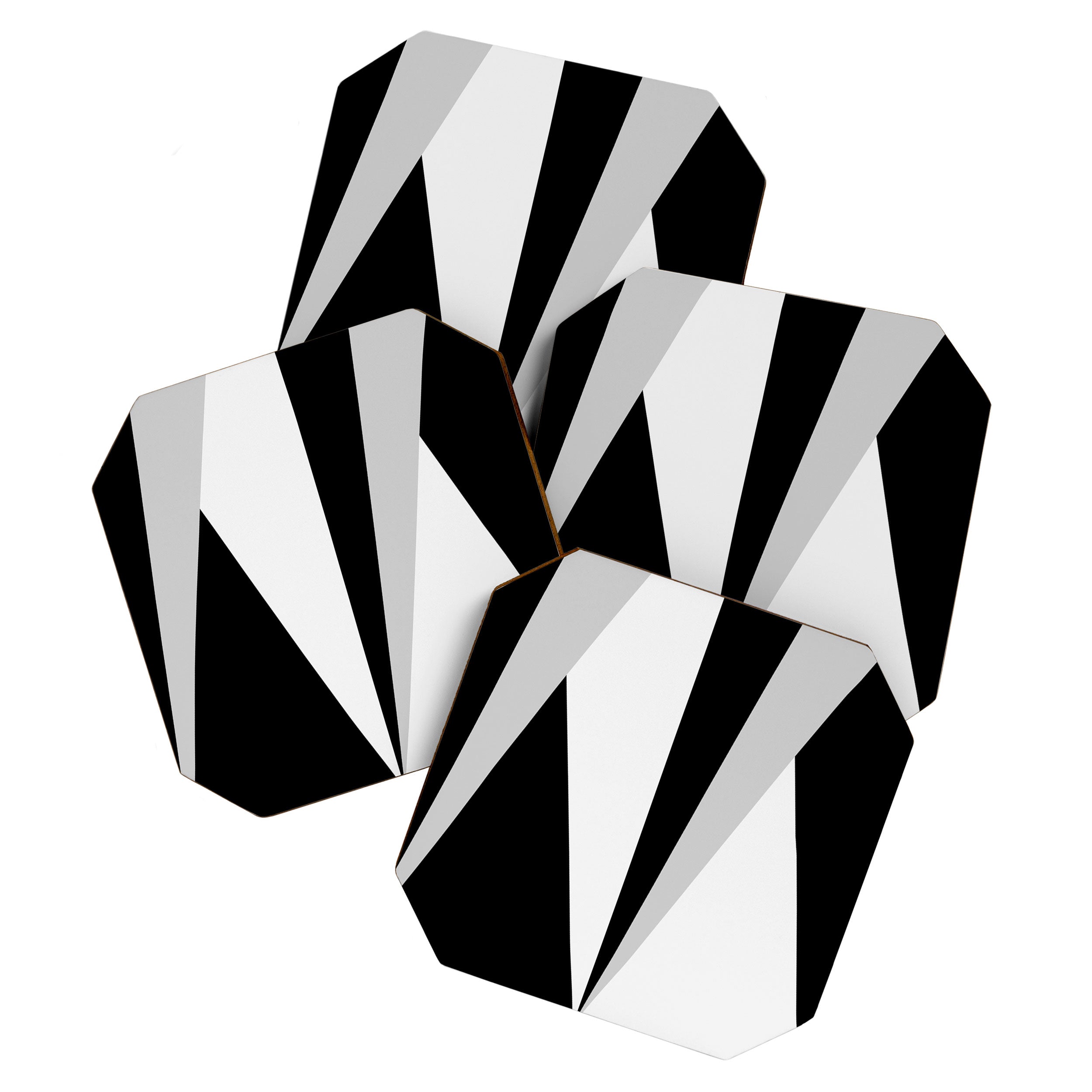 Geometric Triangles VI Black and White Coaster Gallery Image 1