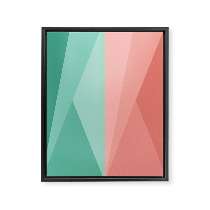 Geometric Triangles VII Pink and Green Framed Canvas Print Gallery Image 6