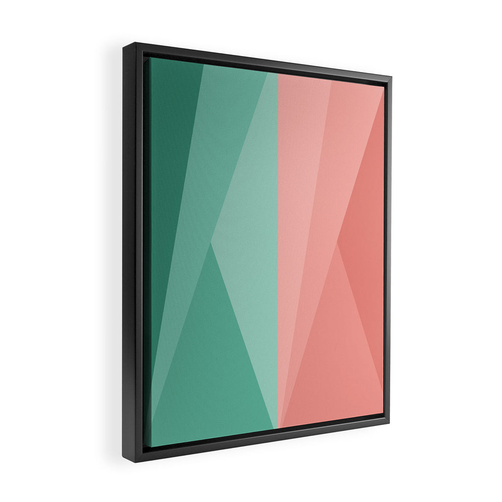Geometric Triangles VII Pink and Green Framed Canvas Print Gallery Image 2
