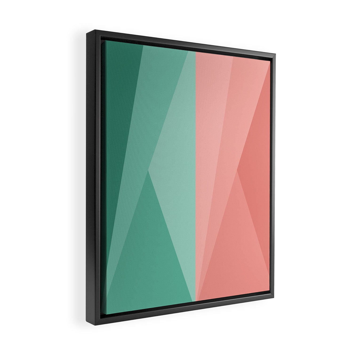 Geometric Triangles VII Pink and Green Framed Canvas Print Gallery Image 2