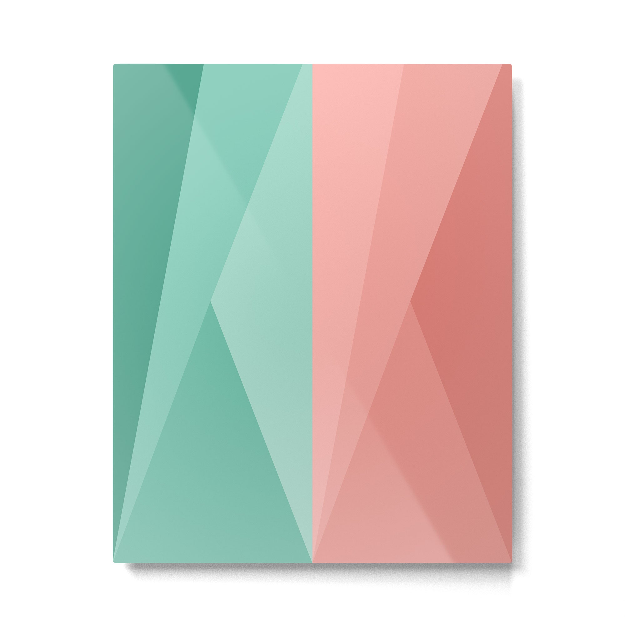 Geometric Triangles VII Pink and Green Metal Print Gallery Image 4